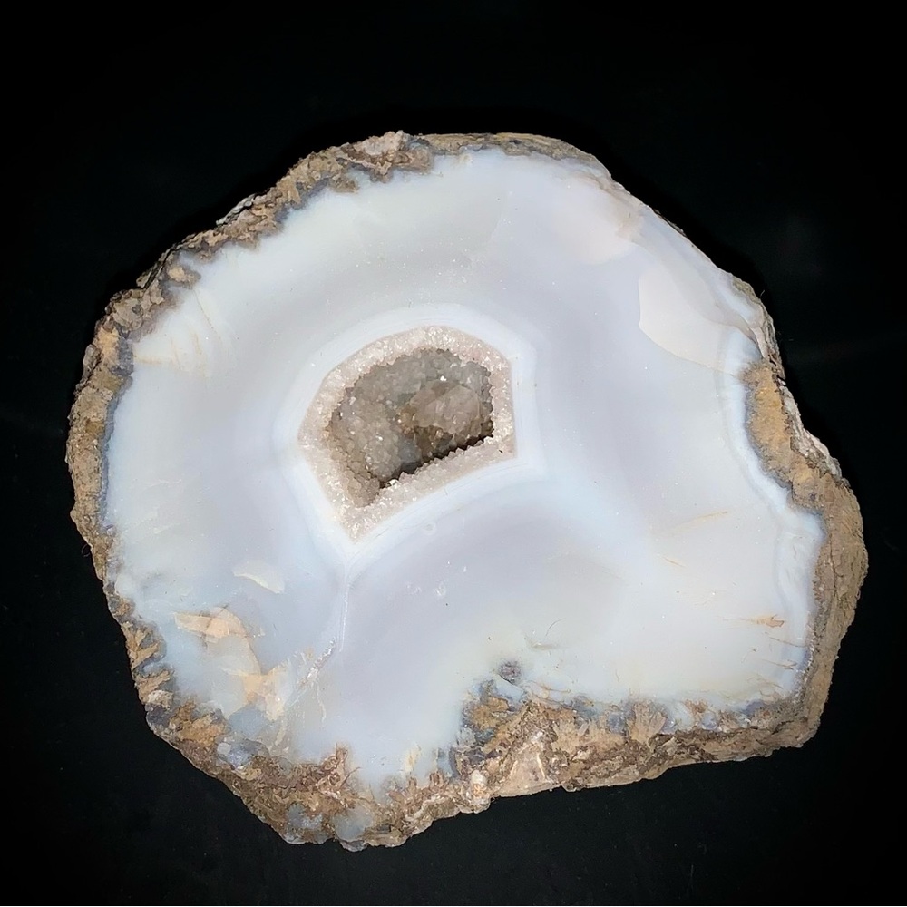 💗Natural Blue Agate Druzy Nodule | Quartz Crystal Pocket | Raw Display Specimen
